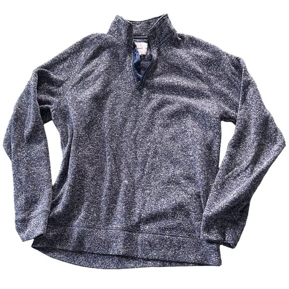 Old Navy Marled Blue Fleece Quarter Zip Pullover Men's Large - Picture 1 of 6